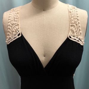 AQUA Lace Low Back Black Knit Dress
